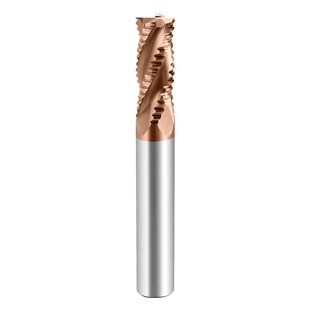 Carbide Roughing End Mills - 4 Flute TISIN Coated,for Milling Alloy Steels, Hardened Steel,Metal. (D6*100mm)
