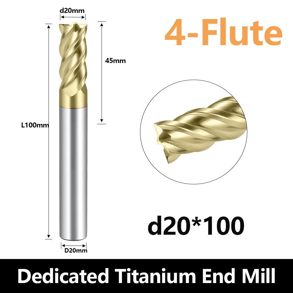 Carbide Titanium alloy End Mills 4 Flute ZrN Coating,for Titanium alloy. (D20*45*D20*100L*4F)
