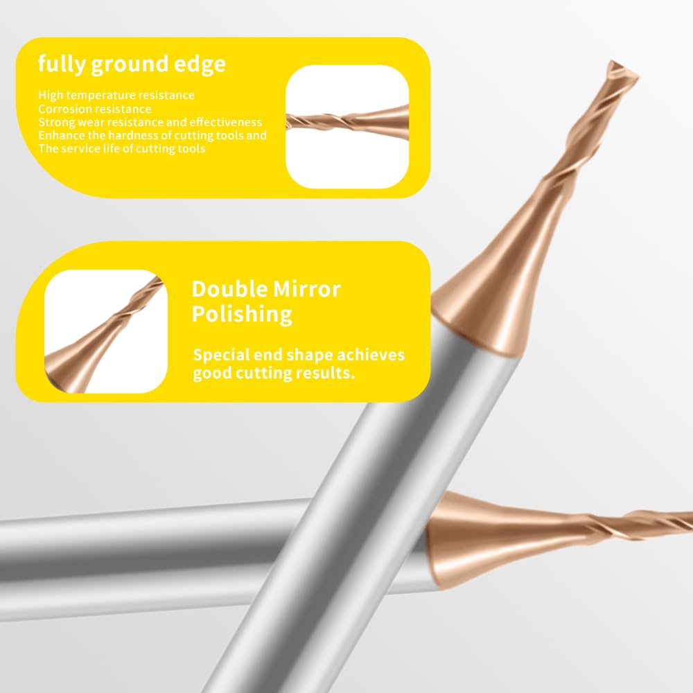 Carbide 2 Flutes Micro Carbide Flat End Mills HRC 60 TiSiN coating.