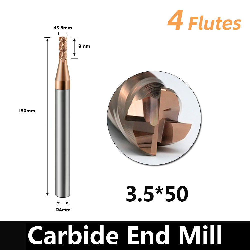 BD550 4 Flutes solid carbide flat end mill with a blade diameter of 1-20 mm, suitable for CNC machine tools