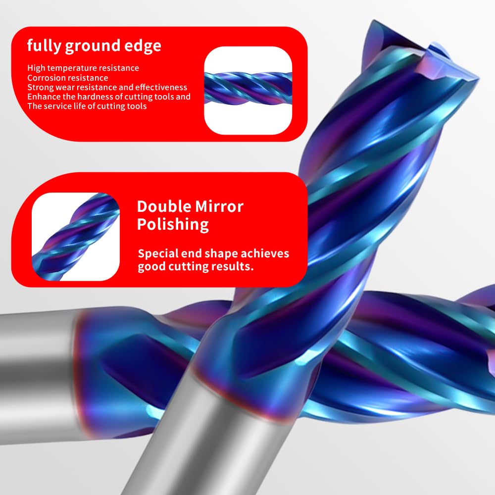 HRC65 Carbide Square End Mills-4 Flute TiSiN Coated for Milling Alloy Steels, Hardened Steel, Metal etc.size D12x75mm