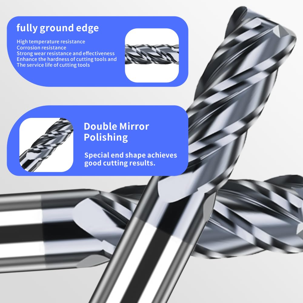 HRC60 Carbide Corner Radius End Mill 4 Flute TiAlSiN for Alloy Steel,Cast Iorn,Cooper Alloy etc.size D8xR0.5x100mm