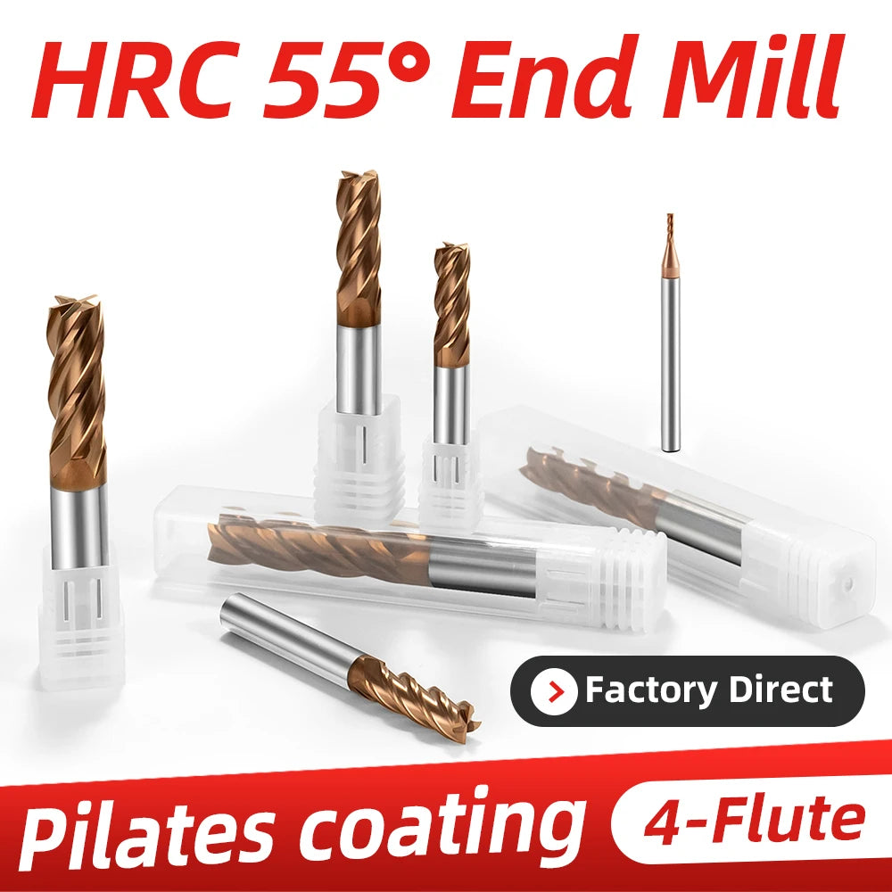 BD550 4 Flutes solid carbide flat end mill with a blade diameter of 1-20 mm, suitable for CNC machine tools