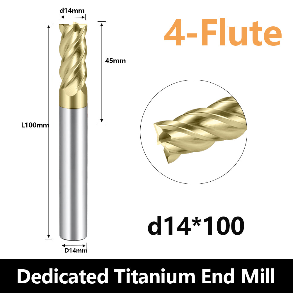 Carbide Titanium alloy End Mills 4 Flute ZrN Coating,for Titanium alloy. (D14*45*D14*100L*4F)