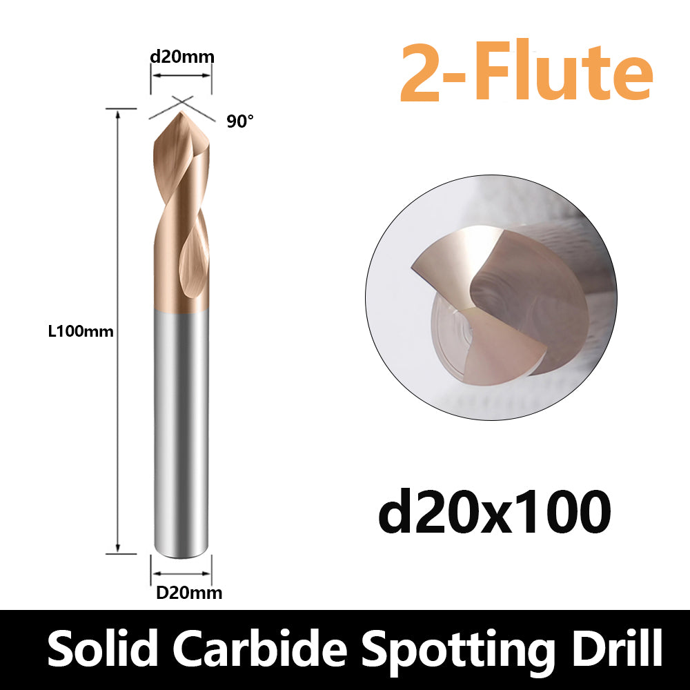 Carbide Spotting Drill Bits TiSiN Coated for Alloy Steels,Carbide Steel, Stainless Steel etc. (D20*100)
