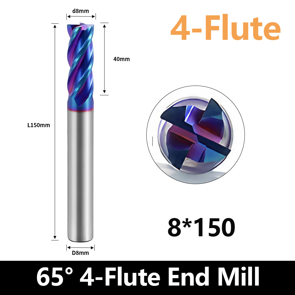 (D1-D20)HRC65 Carbide Square End Mills-4 Flute TiSiN Coated for Milling Alloy Steels, Hardened Steel, Metal etc.size