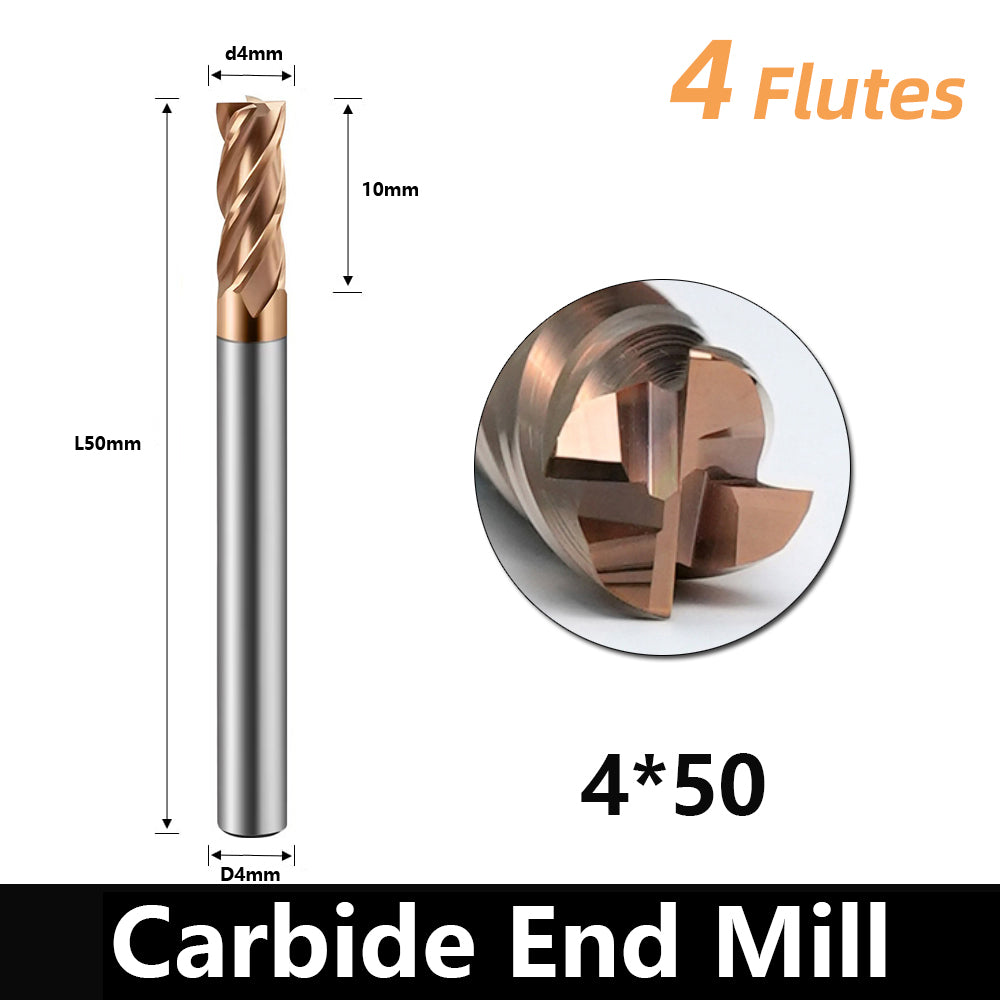 BD550 4 Flutes solid carbide flat end mill with a blade diameter of 1-20 mm, suitable for CNC machine tools