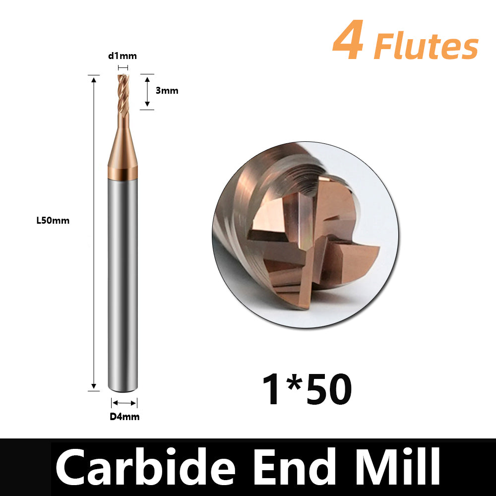 BD550 4 Flutes solid carbide flat end mill with a blade diameter of 1-20 mm, suitable for CNC machine tools