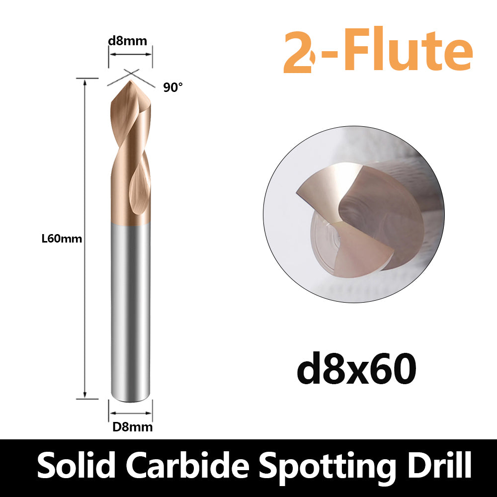 Carbide Spotting Drill Bits TiSiN Coated for Alloy Steels,Carbide Steel, Stainless Steel etc. (D8*60)