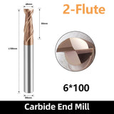 HRC55 Carbide Square End Mills-2 Flute TiSiN Coated,for Milling Alloy Steels, Hardened Steel, Metal etc. (D6*100mm)