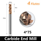 BD550 4 Flutes solid carbide flat end mill with a blade diameter of 1-20 mm, suitable for CNC machine tools