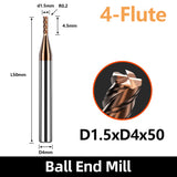 HRC55 Carbide Corner Radius End Mill 4 Flute TiAlSiN for Alloy Steel,Cast Iorn,Cooper Alloy etc.size D1.5xR0.2x50mm