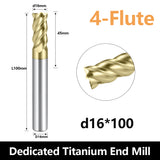 Carbide Titanium alloy End Mills 4 Flute ZrN Coating,for Titanium alloy. (D16*45*D16*100L*4F)