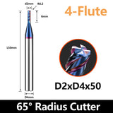 HRC65 Carbide Corner Radius End Mill 4 Flute TiAlSiN for Alloy Steel,Cast Iorn,Cooper Alloy etc. (D2R0.2*D4*50mm)