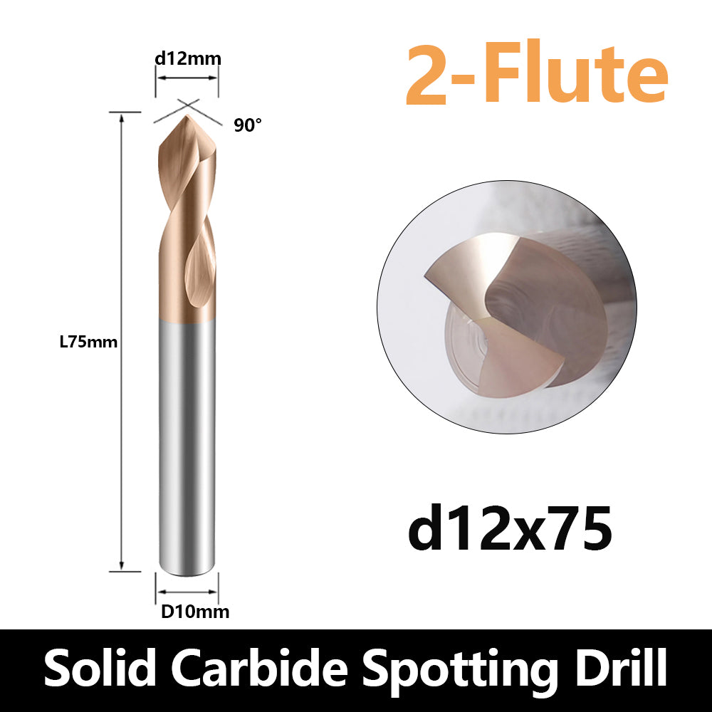 Carbide Spotting Drill Bits TiSiN Coated for Alloy Steels,Carbide Steel, Stainless Steel etc. (D12*75)