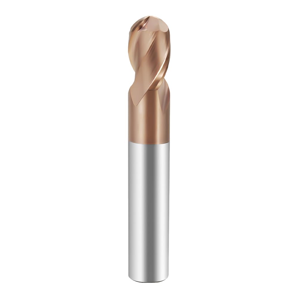 HRC55 Carbide Ball Nose End Mills-2 Flute TISIN Coated,For Milling Alloy Steels, Hardened Steel, Metal etc.size R1x50mm