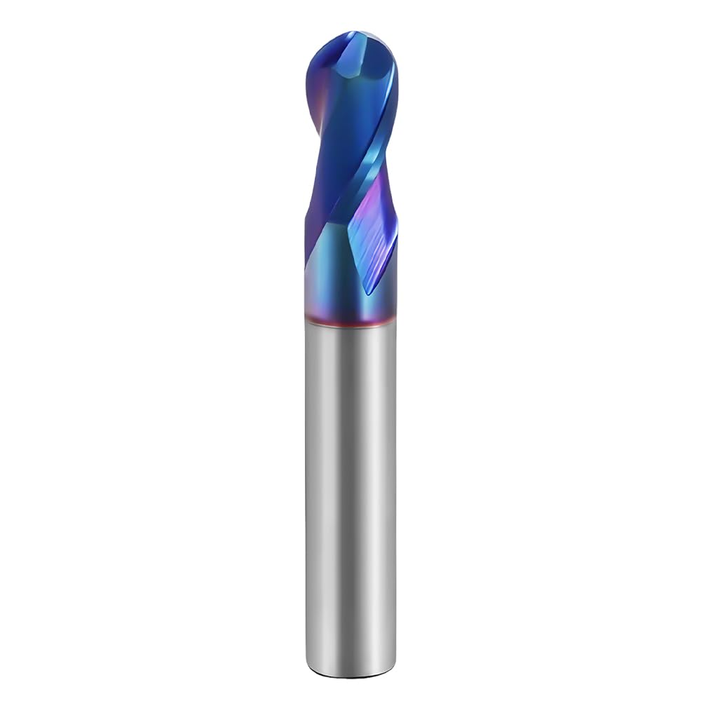 HRC65 Carbide Ball Nose End Mills-2 Flute TISIN Coated,For Milling Alloy Steels, Hardened Steel, Metal etc.size R2.5x50mm