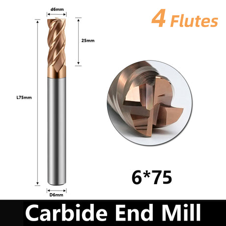 BD550 4 Flutes solid carbide flat end mill with a blade diameter of 1-20 mm, suitable for CNC machine tools