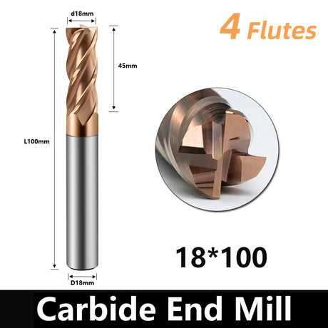 BD550 4 Flutes solid carbide flat end mill with a blade diameter of 1-20 mm, suitable for CNC machine tools