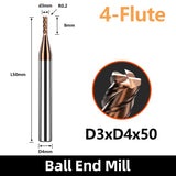 HRC55 Carbide Corner Radius End Mill 4 Flute TiAlSiN for Alloy Steel,Cast Iorn,Cooper Alloy etc.size D3xR0.2x50mm