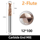 HRC55 Carbide Square End Mills-2 Flute TiSiN Coated,for Milling Alloy Steels, Hardened Steel, Metal etc. (D12*100mm)