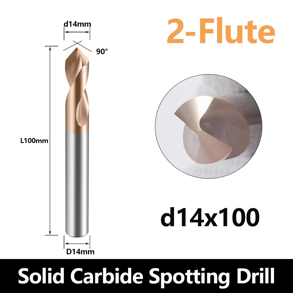 Carbide Spotting Drill Bits TiSiN Coated for Alloy Steels,Carbide Steel, Stainless Steel etc. (D14*100)