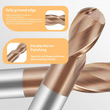 HRC55 Carbide Ball Nose End Mills-2 Flute TISIN Coated,For Milling Alloy Steels, Hardened Steel, Metal etc.size R3x100mm