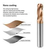 Solid carbide ball nose end mill HRC55, 4 flutes,R0.75-R6,CNC cutting tool for cast iron and general steel