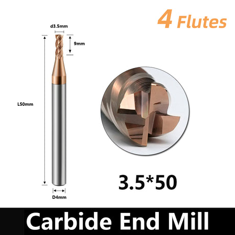 BD550 4 Flutes solid carbide flat end mill with a blade diameter of 1-20 mm, suitable for CNC machine tools