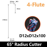 HRC65 Carbide Corner Radius End Mill 4 Flute TiAlSiN for Alloy Steel,Cast Iorn,Cooper Alloy etc. (D12R0.5*D12*100mm)