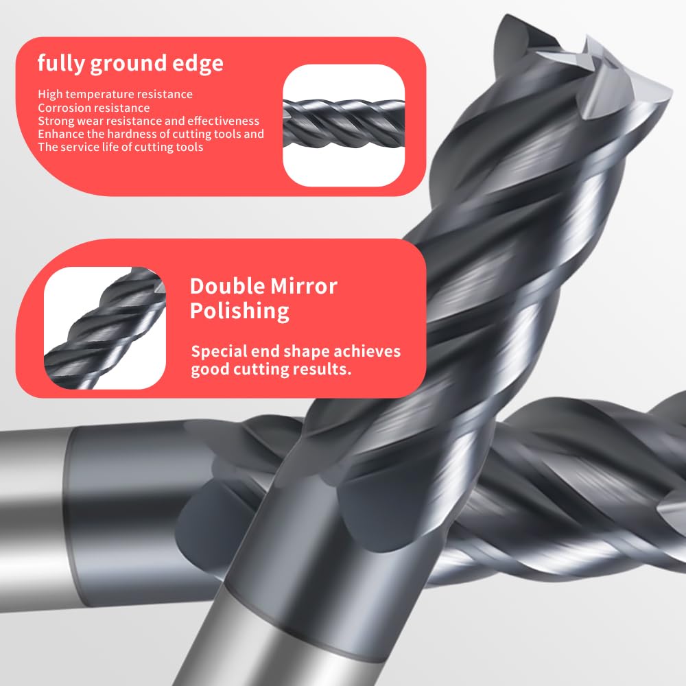 HRC60 Carbide Square End Mills-4 Flute TiSiN Coated for Milling Alloy Steels, Hardened Steel, Metal etc.size D10x75mm