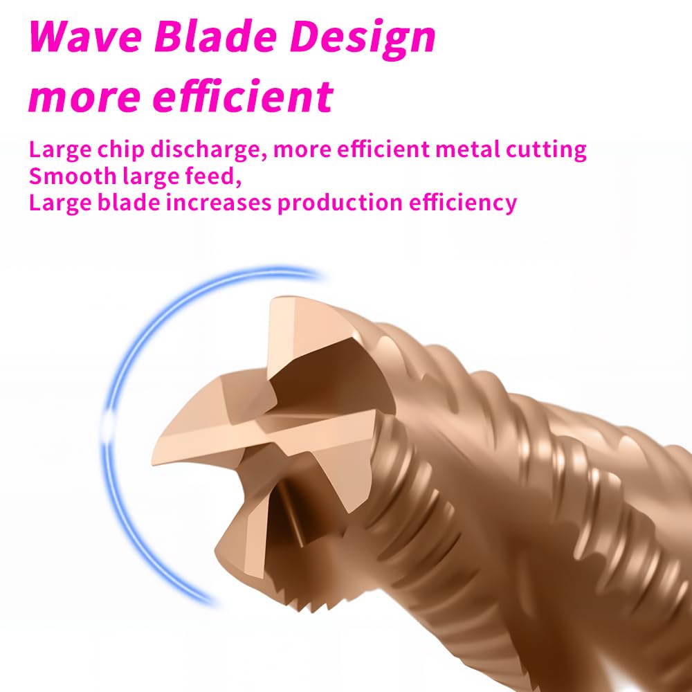 Carbide Roughing End Mills - 4 Flute TISIN Coated,for Milling Alloy Steels, Hardened Steel,Metal. (D10*75mm)