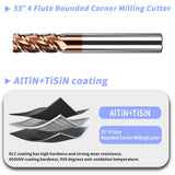HRC55 Carbide Corner Radius End Mill 4 Flute TiAlSiN for Alloy Steel,Cast Iorn,Cooper Alloy etc.size D8xR0.5x60mm