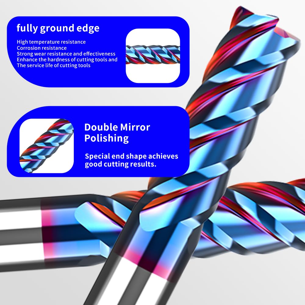 HRC65 Carbide Corner Radius End Mill 4 Flute TiAlSiN for Alloy Steel,Cast Iorn,Cooper Alloy etc. (D4R1*100mm)