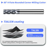 HRC60 Carbide Corner Radius End Mill 4 Flute TiAlSiN for Alloy Steel,Cast Iorn,Cooper Alloy etc.size D10xR0.5x100mm