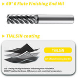 Carbide Finish Flat End Mills for Cutting Alloy Steels,Cast Iron, Hardened Steel - 6 Flute TiALSiN Coated Cutting Tools. (D16*75*150*6F)