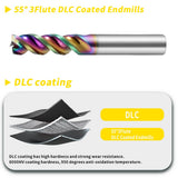 3 Flute DLC Series Carbide Square U-Groove End Mill for Aluminum,Copper, Magnesium Alloys, High Silicon Aluminum. (D4*20*D4*100mm)