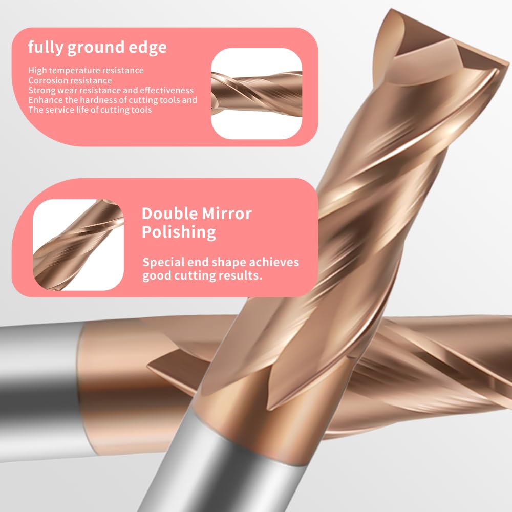 HRC55  Carbide Square End Mills-2 Flute TiSiN Coated,for Milling Alloy Steels, Hardened Steel, Metal etc. (D8*100mm)