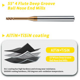 HRC55 Carbide Flat End Mills Deep Groove Mills 4 Flute，Suitable for Side milling Slotting， for Milling Alloy Steels. (d1.5*4.5*12*D4*50L*4F)