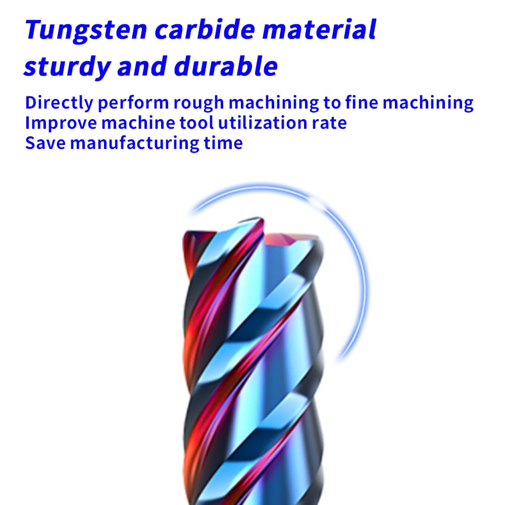 HRC65 Carbide Corner Radius End Mill 4 Flute TiAlSiN for Alloy Steel,Cast Iorn,Cooper Alloy etc. (D8R0.5*D8*100mm)
