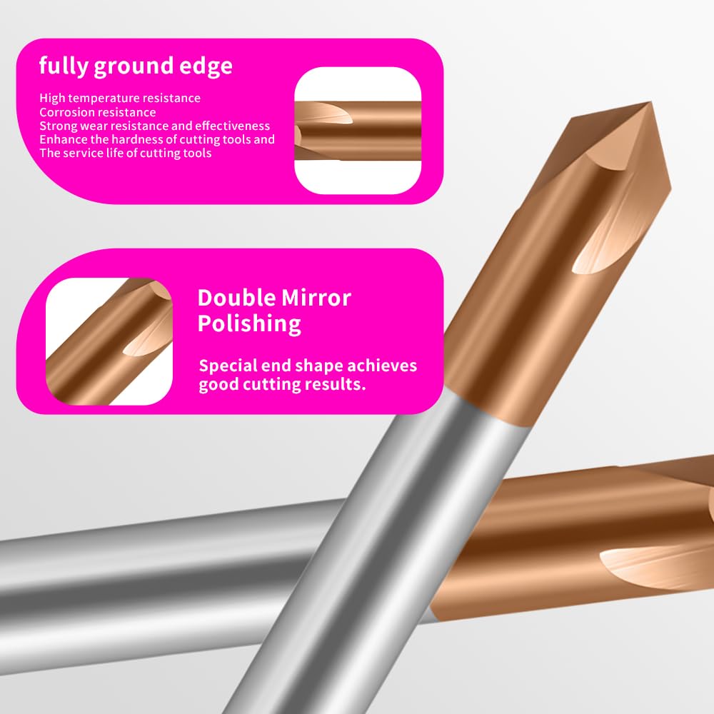 Carbide Chamfer End Mills 3 Flute TiSiN Coating V Groove  for Different Material Like Steel Copper Alloy. (D10*60L*3F*60°)