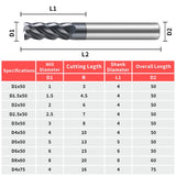 HRC60 Carbide Square End Mills-4 Flute TiSiN Coated for Milling Alloy Steels, Hardened Steel, Metal etc.size D8x75mm