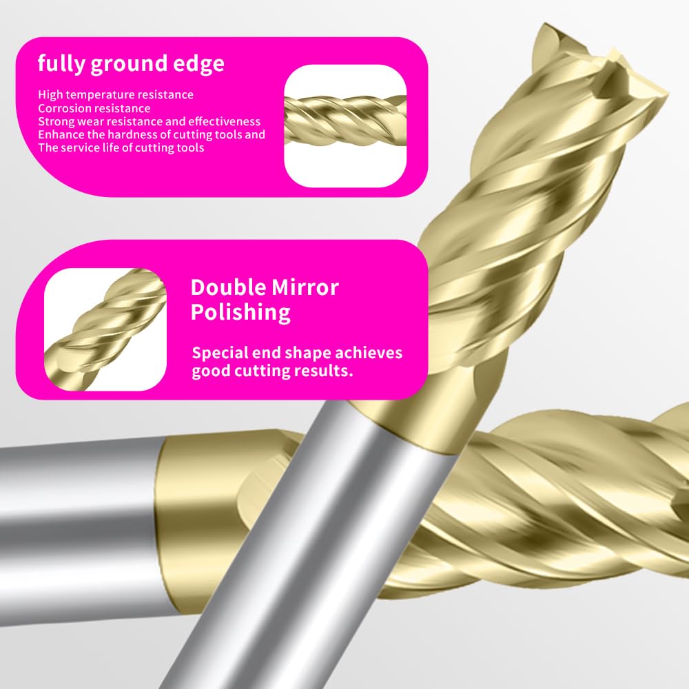 (D3-D16)Carbide Titanium alloy End Mills 4 Flute ZrN Coating,for Titanium alloy.
