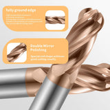 HRC55 Carbide Ball Nose End Mills-4 Flute TISIN Coated,for Milling Alloy Steels, Hardened Steel, Metal etc. (R6*30*D12*75mm)