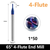 HRC65 Carbide Square End Mills-4 Flute TiSiN Coated for Milling Alloy Steels, Hardened Steel, Metal etc.size D1x50mm