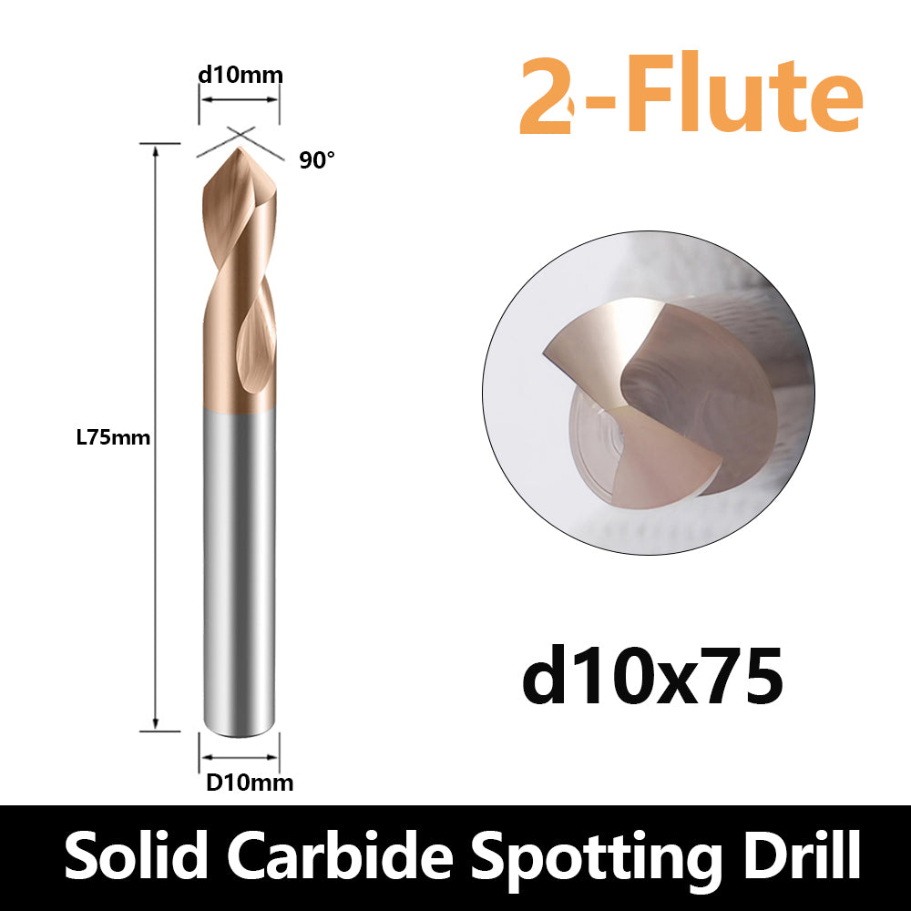 Carbide Spotting Drill Bits TiSiN Coated for Alloy Steels,Carbide Steel, Stainless Steel etc. (D10*75)