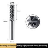 Carbide Finish Flat End Mills for Cutting Alloy Steels,Cast Iron, Hardened Steel - 6 Flute TiALSiN Coated Cutting Tools. (D12*45*100*6F)