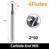 HRC60 Carbide Square End Mills-4 Flute TiSiN Coated for Milling Alloy Steels, Hardened Steel, Metal etc.size D2x50mm