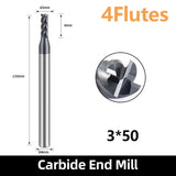 HRC60 Carbide Square End Mills-4 Flute TiSiN Coated for Milling Alloy Steels, Hardened Steel, Metal etc.size D3x50mm