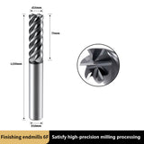 Carbide Finish Flat End Mills for Cutting Alloy Steels,Cast Iron, Hardened Steel - 6 Flute TiALSiN Coated Cutting Tools. (D16*75*150*6F)